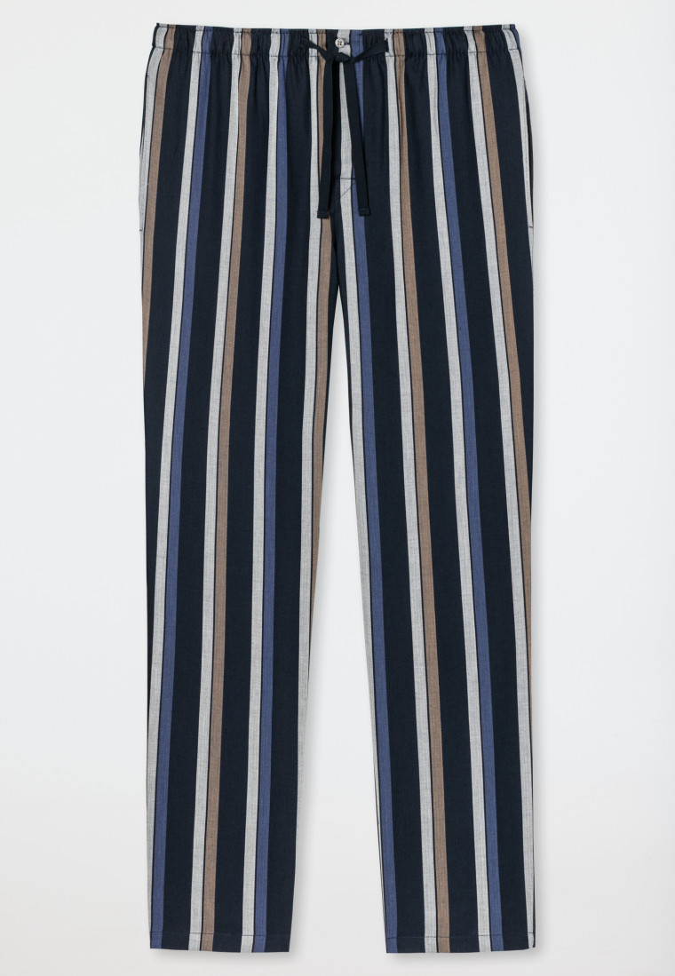 Pantalon d'intérieur long tissu tissé rayures bleu foncé - Mix & Relax