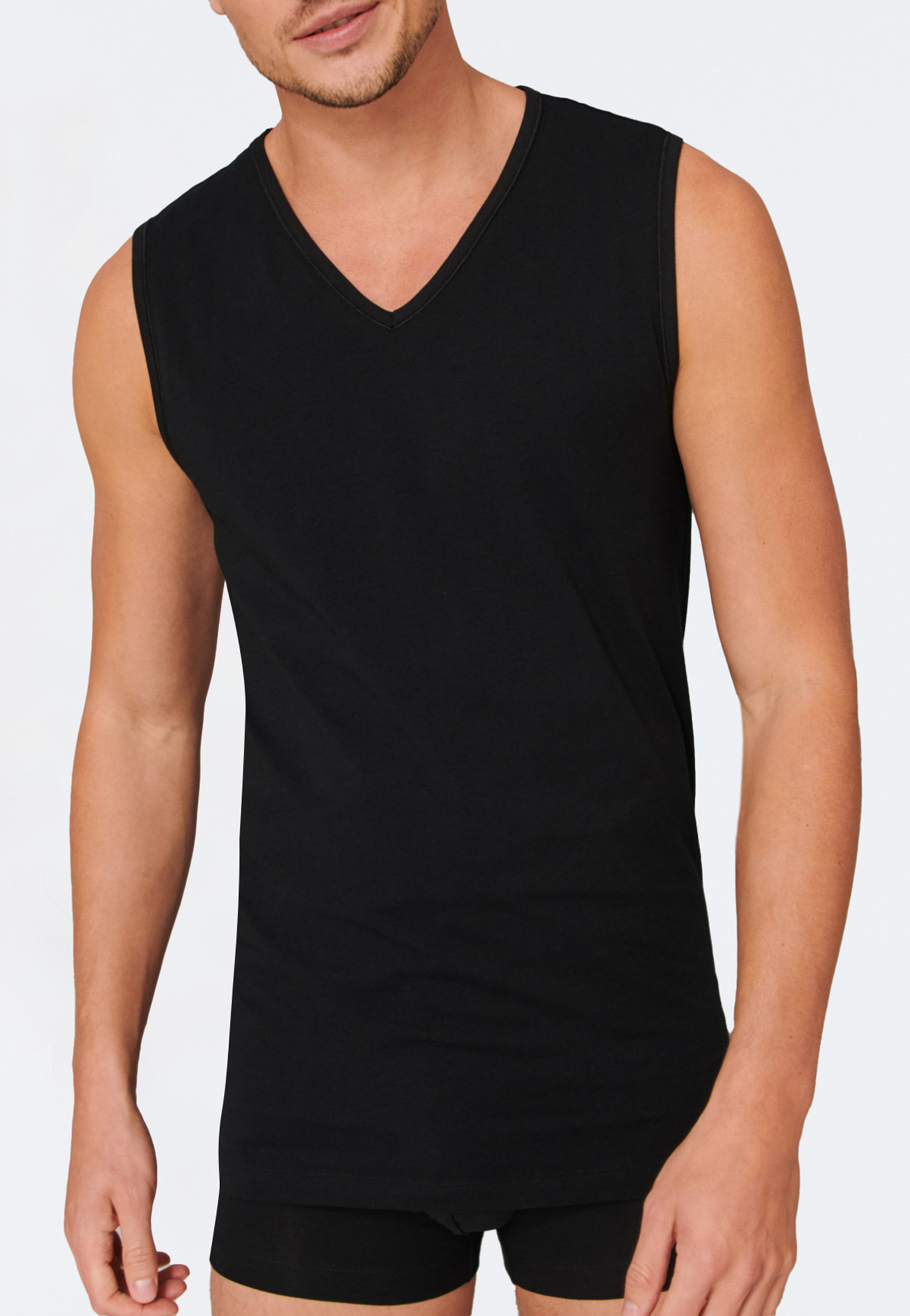 Tank Tops 2erPack Organic Cotton VAusschnitt schwarz 95/5 SCHIESSER