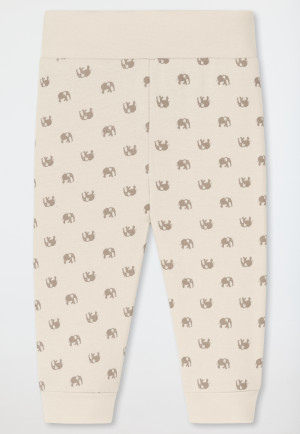 Ensemble bébé 2 pièces body manches courtes côtelé pantalon éléphant crème - Natural Love