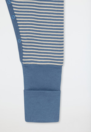 Completo bebè a costine sottili manica lunga Vario piede a righe jeans blu - Natural Love