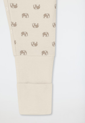Baby suit unisex fine rib long-sleeve Vario-foot elephant cream - Natural Love