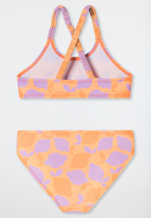 Bustier bikini knitwear SPF40+ lemons peach-orange - Aqua