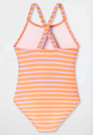 Swimsuit knitwear SPF40+ stripes light red - aqua