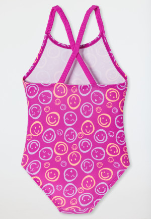 Swimsuit knitwear SPF40+ Smiley fuchsia - Aqua