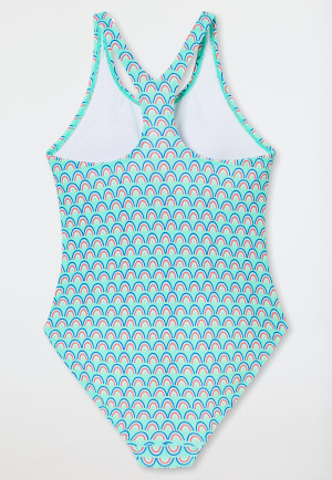 Swimsuit knitwear SPF40+ school sports rainbows blue-green - aqua