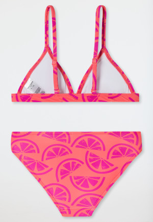 Triangle bikini set lemons SPF 40+ vivid red - aqua