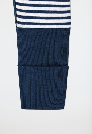 Tutina per bebè lunga unisex con abbottonatura, bambù, Vario, a righe, blu scuro - Bamboo