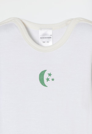Body bambino manica lunga unisex a costine sottili in modal stelle di luna off-white - Natural Love
