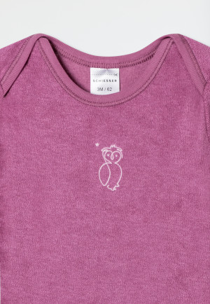 Onesie long-sleeve unisex terry towelling modal owl mauve - Natural Love