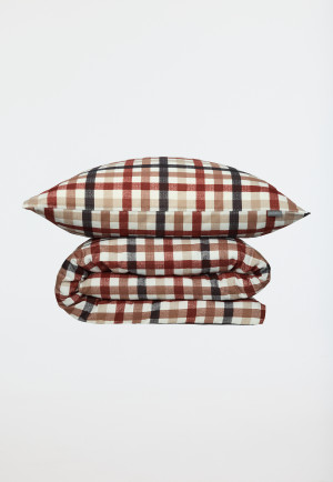 Parure de lit 2 pièces flanelle castor à carreaux bleus - SCHIESSER Home