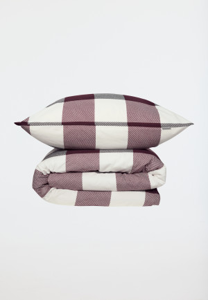 Parure de lit 2 pièces flanelle castor à carreaux bordeaux - SCHIESSER Home