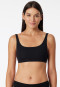 Bralette in cotone biologico a doppia costa, nero - Pure Rib