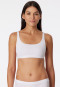 Bralette in cotone biologico a doppia costa, bianco - Pure Rib