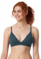Soutien-gorge sans armatures côtelé brossé coton bio coussinets amovibles bleu jeans - Pure Rib
