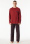 Pigiama lungo in Organic Cotton a strisce rosso scuro - Comfort Nightwear