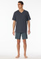 Short pyjamas V-neck chest pocket graphite patterned - Comfort Essentials