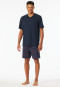 Short pyjamas V-neck chest pocket navy patterned - Comfort Essentials