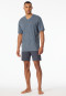 Pyjama court coton bio encolure en V poche poitrine à carreaux graphite - Comfort Nightwear