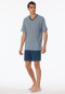 Pigiama corto in cotone organico scollatura a V tasca sul petto motivo a quadretti - Comfort Nightwear
