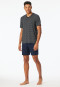 Pyjama court en modal encolure en V rayures bleu marine - Long Life Soft