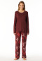 Pigiama lungo floreale rosso bordò - Comfort Nightwear