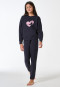 Pyjama long en sweat-shirt bleu marine à poignets - Nightwear