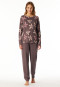 Pyjama long poignet fleurs mauve - Comfort Nightwear