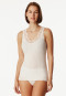 Strap top fine rib needle out structure lace off-white - Revival Marie