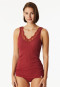 Canottiera a costine sottili in pizzo rosso scuro - Revival Marie