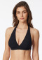 Triangle bikini top jersey recycled stripes black - aqua