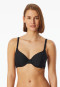 Bikini top with shell jersey recycled stripes black - aqua