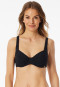 Bikini top with underwire jersey recycled stripes black - aqua