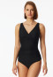 Badeanzug mit Schale Jersey recycelt Streifen schwarz - Aqua