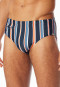 Costume da bagno con tasca con zip in tessuto a maglia a strisce riciclate blu notte - Aqua