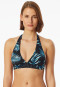 Triangle bikini top jersey recycled palm trees multicolor - aqua