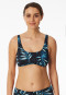 Bustier bikini top jersey recycled palm trees multicolor - aqua