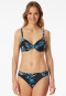 Bikini top with shell jersey recycled palm trees multicolor - aqua