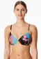 Bikini-Top mit Schale Jersey Blumen multicolor - Aqua