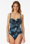 Swimsuit with shell jersey recycled palm trees multicolor - Aqua