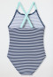 Maillot de bain tricot recyclé SFP 40+ rayures white&stripes - Aqua