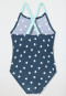 Maillot de bain tricot recyclé SFP 40+ pois bleu nuit - Aqua