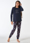 Pyjama long à poignets carreaux bleu nuit - Teens Nightwear