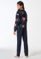 Schlafanzug lang Interlock Blumen nachtblau - Teens Nightwear