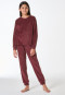 Pyjamas long velour cuffs stars burgundy - Teens Nightwear