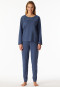 Pyjama long poignet broderie bleu jeans - Casual Nightwear