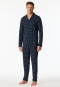 Pyjama lang Interlock nachtblau kariert - Fine Interlock