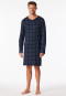 Sleep shirt long-sleeve interlock dark blue chequered - Fine Interlock