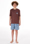 Schlafanzug kurz Surfer Karos havanna - Teens Nightwear