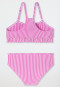Bikini set seersucker stripes ruffles fuchsia - aqua