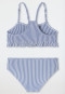 Bikini set seersucker stripes ruffles dark blue - aqua
